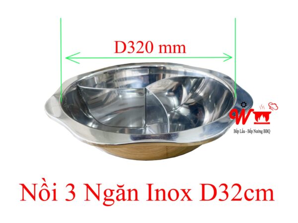 Nồi lẩu inox vuông, tròn loại 1, 2, 3 ,4 Ngăn dùng bếp từ, gas, cồn, than - Ảnh 16