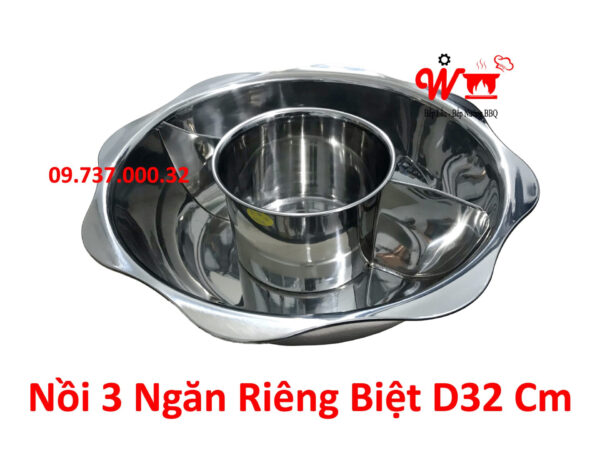 Nồi lẩu inox vuông, tròn loại 1, 2, 3 ,4 Ngăn dùng bếp từ, gas, cồn, than - Ảnh 17