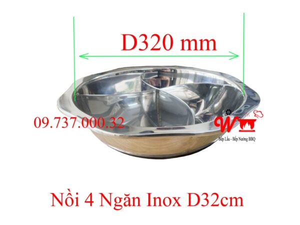 Nồi lẩu inox vuông, tròn loại 1, 2, 3 ,4 Ngăn dùng bếp từ, gas, cồn, than - Ảnh 19
