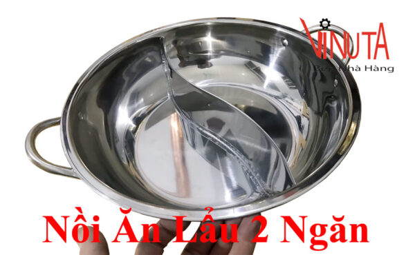 Nồi lẩu 2 ngăn | Nồi nấu lẩu inox 2 ngăn | Xoong nấu lẩu 2 ngăn hình tròn - Ảnh 2