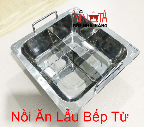 Nồi Lẩu Inox 4 Ngăn (Đáy), Xoong nấu lẩu 4 đáy từ, nồi lẩu bếp từ 28cm - Ảnh 12