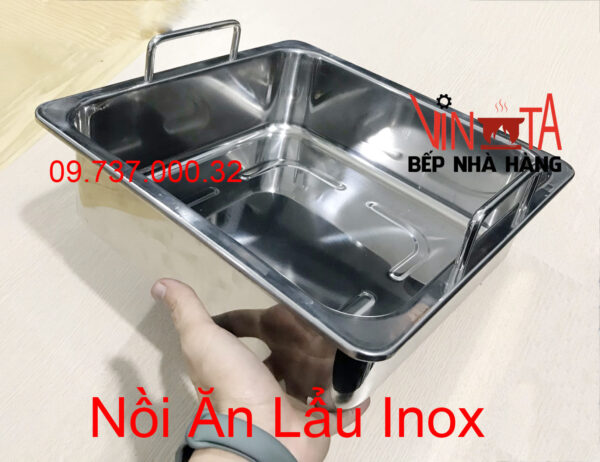 nồi lẩu inox 1 đáy | xoong nấu lẩu vuông 1 ngăn đáy từ, nồi ăn lẩu bếp từ giá rẻ - Ảnh 5