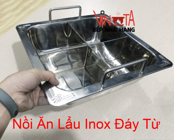 Nồi Lẩu Inox 4 Ngăn (Đáy), Xoong nấu lẩu 4 đáy từ, nồi lẩu bếp từ 28cm - Ảnh 3
