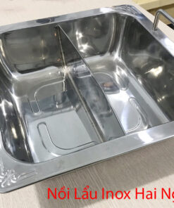 Alternative view of Nồi lẩu hai ngăn inox hình vuông, xoong nấu lẩu inox 2 đáy riêng biệt giá rẻ