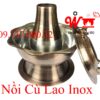 Nồi nấu lẩu bằng than, nồi ăn lẩu cù lao inox 304 màu đồng hình bông hoa