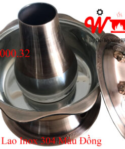 Alternative view of Nồi nấu lẩu bằng than, nồi ăn lẩu cù lao inox 304 màu đồng hình bông hoa