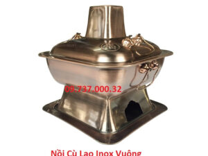 Nồi cù lao inox vuông màu đồng, bếp lẩu cù lao,lẩu dân ích truyển thống