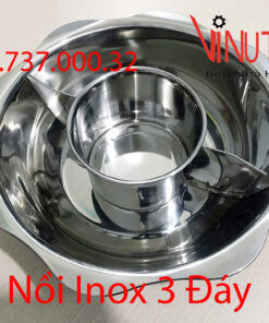 Alternative view of nồi inox 3 ngăn | nồi nấu lẩu 3 đáy, Xoong nấu lẩu hình tròn 3 ngăn riêng biệt