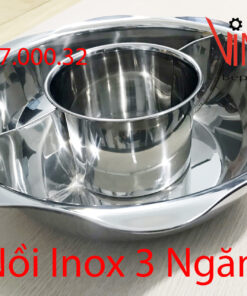 nồi inox 3 ngăn | nồi nấu lẩu 3 đáy, Xoong nấu lẩu hình tròn 3 ngăn riêng biệt