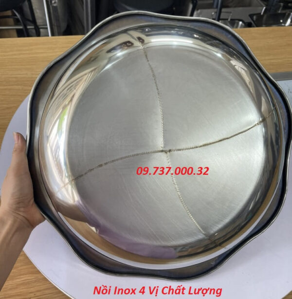 Nồi lẩu tròn 4 ngăn, nồi inox 4 vị dành cho nhà hàng, nồi dùng bếp từ, ga - Ảnh 4