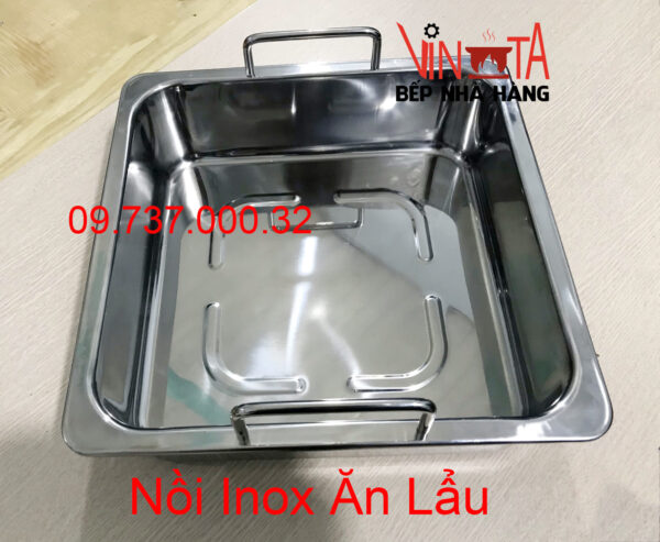 nồi lẩu inox 1 đáy | xoong nấu lẩu vuông 1 ngăn đáy từ, nồi ăn lẩu bếp từ giá rẻ - Ảnh 6