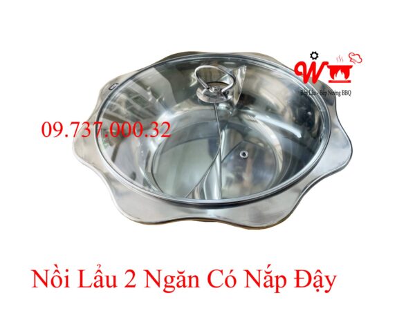 Nồi lẩu inox vuông, tròn loại 1, 2, 3 ,4 Ngăn dùng bếp từ, gas, cồn, than - Ảnh 20