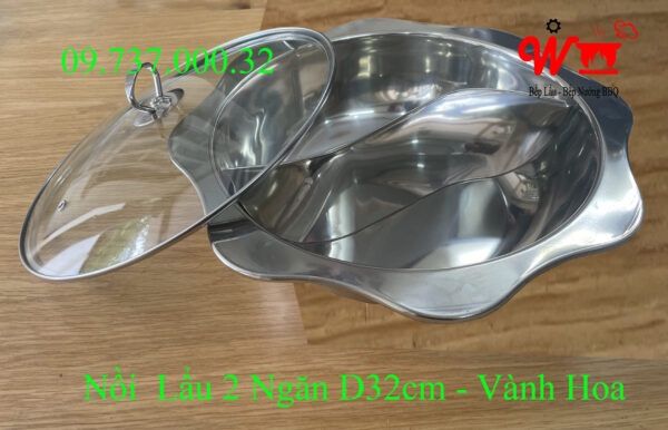 Nồi lẩu inox vuông, tròn loại 1, 2, 3 ,4 Ngăn dùng bếp từ, gas, cồn, than - Ảnh 21