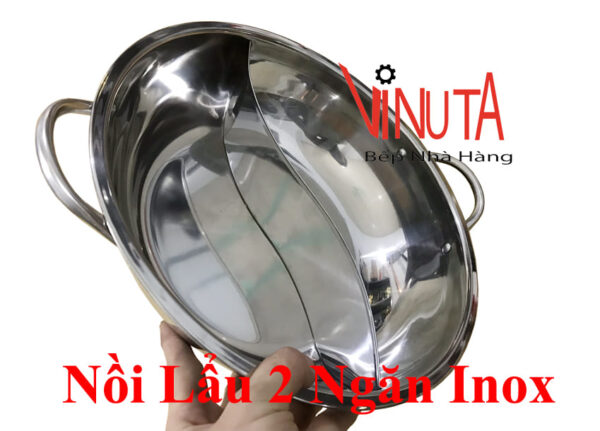 Nồi lẩu 2 ngăn | Nồi nấu lẩu inox 2 ngăn | Xoong nấu lẩu 2 ngăn hình tròn - Ảnh 3