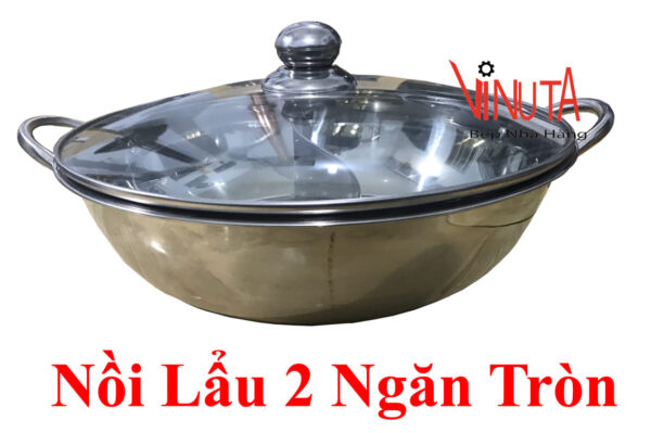 Nồi lẩu 2 ngăn | Nồi nấu lẩu inox 2 ngăn | Xoong nấu lẩu 2 ngăn hình tròn - Ảnh 4