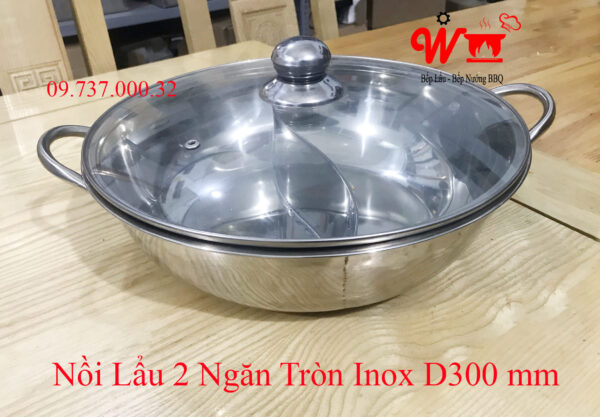 Nồi lẩu inox vuông, tròn loại 1, 2, 3 ,4 Ngăn dùng bếp từ, gas, cồn, than - Ảnh 24