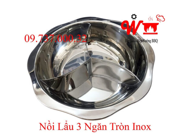 Bếp lẩu nhà hàng 3 ngăn, Bếp từ đơn tròn âm bàn nồi lẩu inox 3 ngăn - Ảnh 3