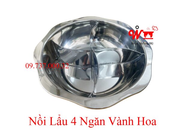 Nồi lẩu inox vuông, tròn loại 1, 2, 3 ,4 Ngăn dùng bếp từ, gas, cồn, than - Ảnh 26