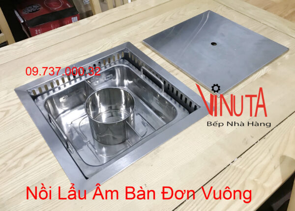 Nồi lẩu âm bàn 3 ngăn, bộ bếp lẩu điện từ hình vuông 3 ngăn 3000w - Ảnh 2