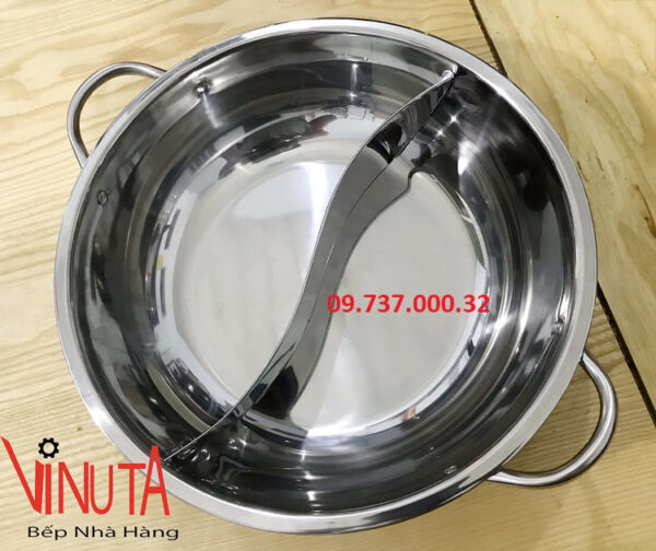 Nồi lẩu tròn 2 ngăn, Nồi inox D30cm dùng cho bếp từ, bếp ga, hồng ngoại - Ảnh 5
