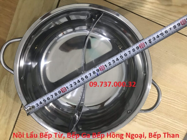 Nồi lẩu tròn 2 ngăn, Nồi inox D30cm dùng cho bếp từ, bếp ga, hồng ngoại - Ảnh 7