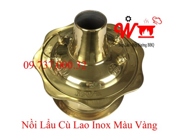 Lẩu cù lao inox 304 màu vàng hình cánh hoa, nồi lẩu cá dân ích, nồi lẩu bằng than - Ảnh 10