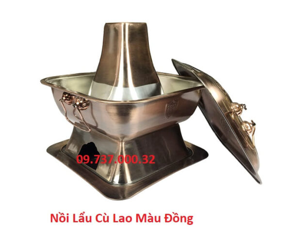 Nồi cù lao inox vuông màu đồng, bếp lẩu cù lao,lẩu dân ích truyển thống - Ảnh 5