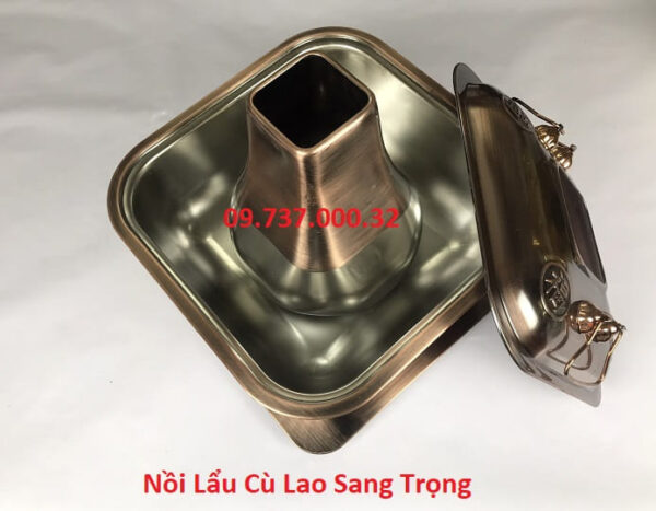 Nồi cù lao inox vuông màu đồng, bếp lẩu cù lao,lẩu dân ích truyển thống - Ảnh 4