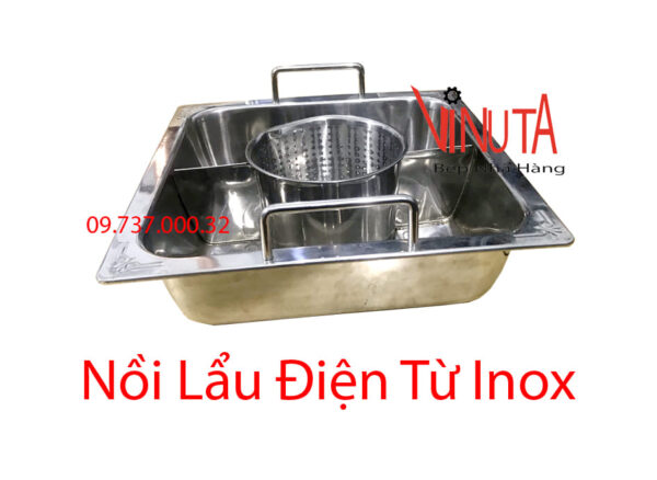 nồi nấu lẩu inox 3 ngăn | nồi lẩu inox 3 đáy| xoong inox nấu lẩu hình vuông nhà hàng - Ảnh 9