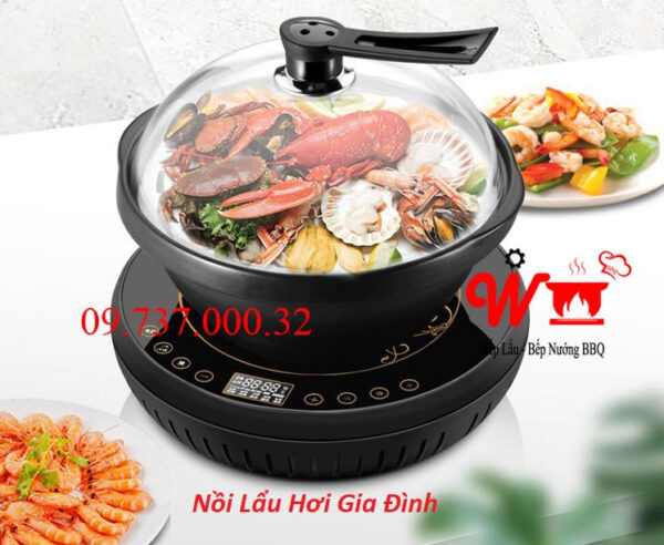 Nồi lẩu hơi tại nhà, nồi hấp cách thủy, bếp lẩu hơi gia đình bằng sứ - Ảnh 5