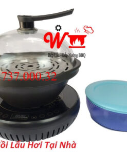 Nồi lẩu hơi tại nhà, nồi hấp cách thủy, bếp lẩu hơi gia đình bằng sứ