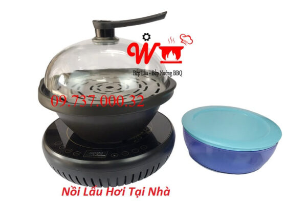 Nồi lẩu hơi tại nhà, nồi hấp cách thủy, bếp lẩu hơi gia đình bằng sứ
