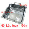 nồi lẩu inox 1 đáy | xoong nấu lẩu vuông 1 ngăn đáy từ, nồi ăn lẩu bếp từ giá rẻ