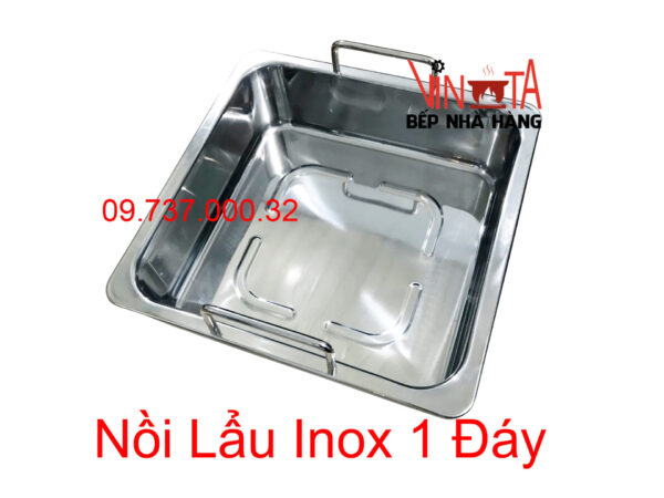 nồi lẩu inox 1 đáy | xoong nấu lẩu vuông 1 ngăn đáy từ, nồi ăn lẩu bếp từ giá rẻ