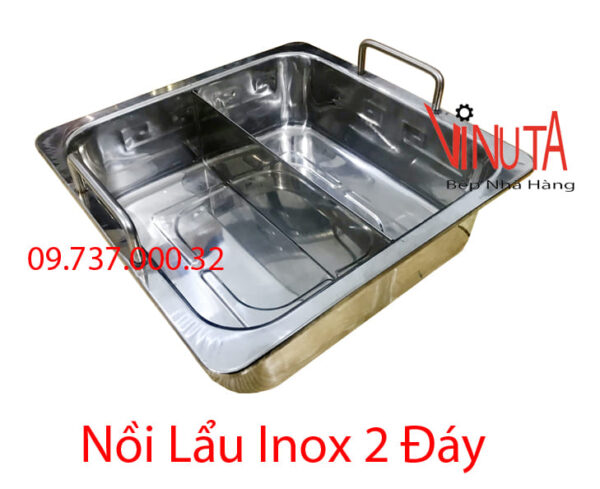 nồi inox ăn lẩu 2 ngăn | xoong nấu lẩu vuông 2 đáy từ, nồi ăn lẩu bếp từ giá rẻ - Ảnh 8