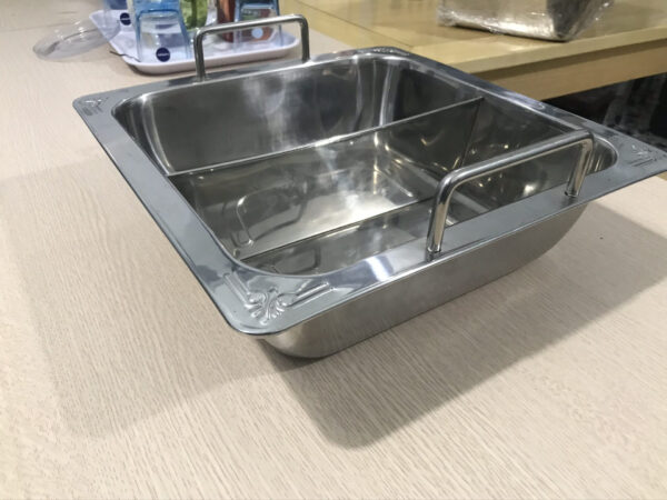 Nồi Lẩu Inox 2 Ngăn | xoong nấu lẩu inox 2 đáy riêng biệt hình vuông giá rẻ - Ảnh 2