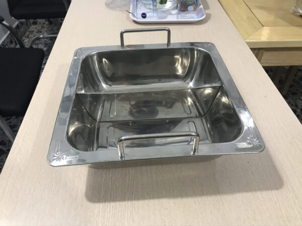 Nồi Lẩu Inox 2 Ngăn | xoong nấu lẩu inox 2 đáy riêng biệt hình vuông giá rẻ - Ảnh 3