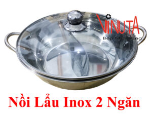 Nồi lẩu 2 ngăn | Nồi nấu lẩu inox 2 ngăn | Xoong nấu lẩu 2 ngăn hình tròn