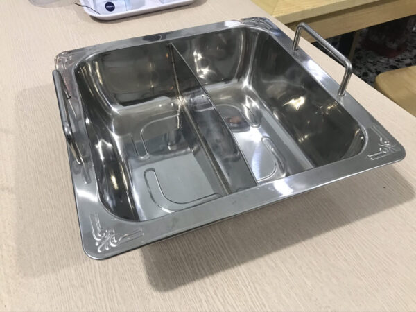 Nồi Lẩu Inox 2 Ngăn | xoong nấu lẩu inox 2 đáy riêng biệt hình vuông giá rẻ - Ảnh 7
