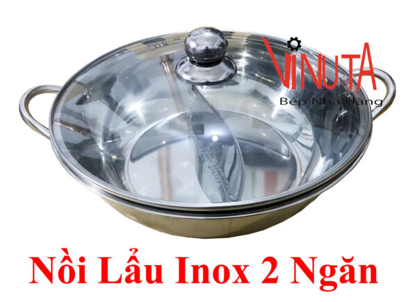 Nồi lẩu 2 ngăn | Nồi nấu lẩu inox 2 ngăn | Xoong nấu lẩu 2 ngăn hình tròn