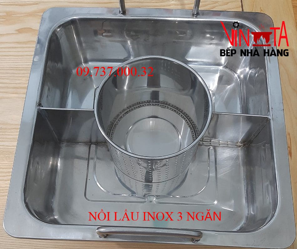nồi lẩu inox 3 ngăn