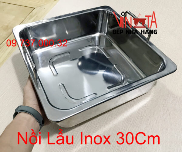 nồi lẩu inox 1 đáy | xoong nấu lẩu vuông 1 ngăn đáy từ, nồi ăn lẩu bếp từ giá rẻ - Ảnh 3
