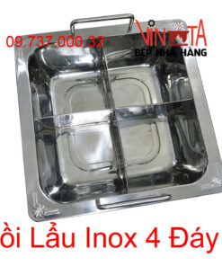 Nồi Lẩu Inox 4 Ngăn (Đáy), Xoong nấu lẩu 4 đáy từ, nồi lẩu bếp từ 28cm