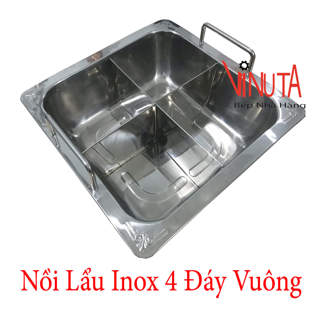 nồi lẩu inox 4 đáy vuông