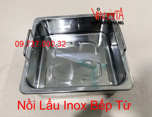 nồi lẩu inox 1 đáy | xoong nấu lẩu vuông 1 ngăn đáy từ, nồi ăn lẩu bếp từ giá rẻ - Ảnh 8