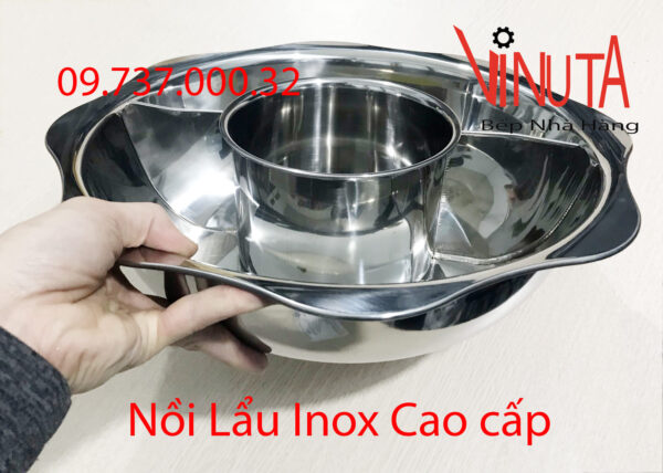 nồi inox 3 ngăn | nồi nấu lẩu 3 đáy, Xoong nấu lẩu hình tròn 3 ngăn riêng biệt - Ảnh 6