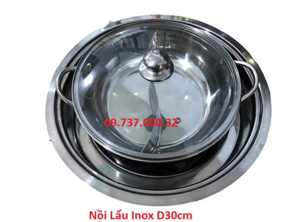 Nồi lẩu tròn 2 ngăn, Nồi inox D30cm dùng cho bếp từ, bếp ga, hồng ngoại - Ảnh 6