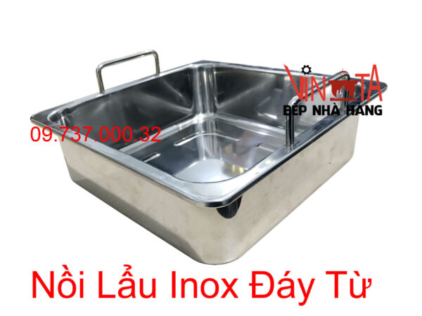 nồi lẩu inox 1 đáy | xoong nấu lẩu vuông 1 ngăn đáy từ, nồi ăn lẩu bếp từ giá rẻ - Ảnh 10