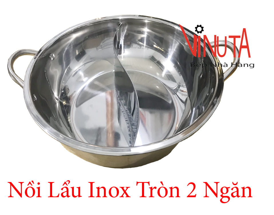 nồi lẩu inox tròn 2 ngăn