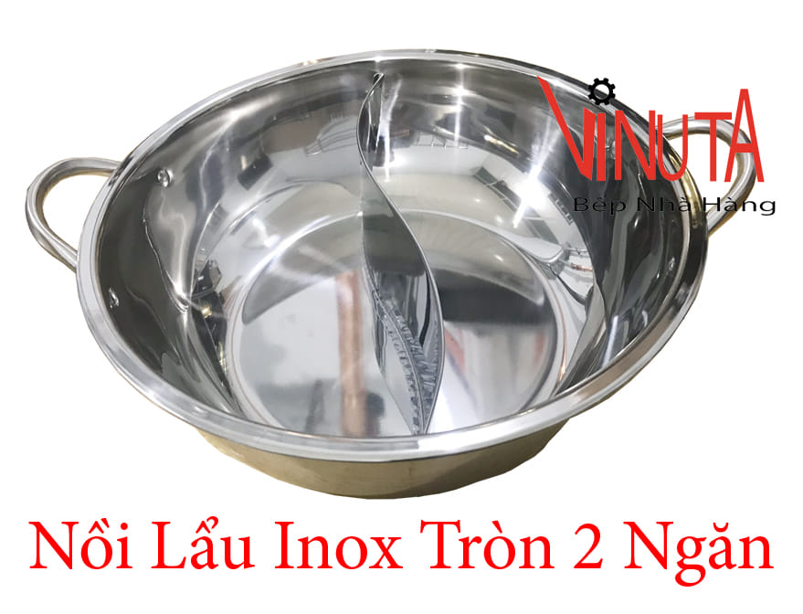 nồi lẩu inox tròn 2 ngăn